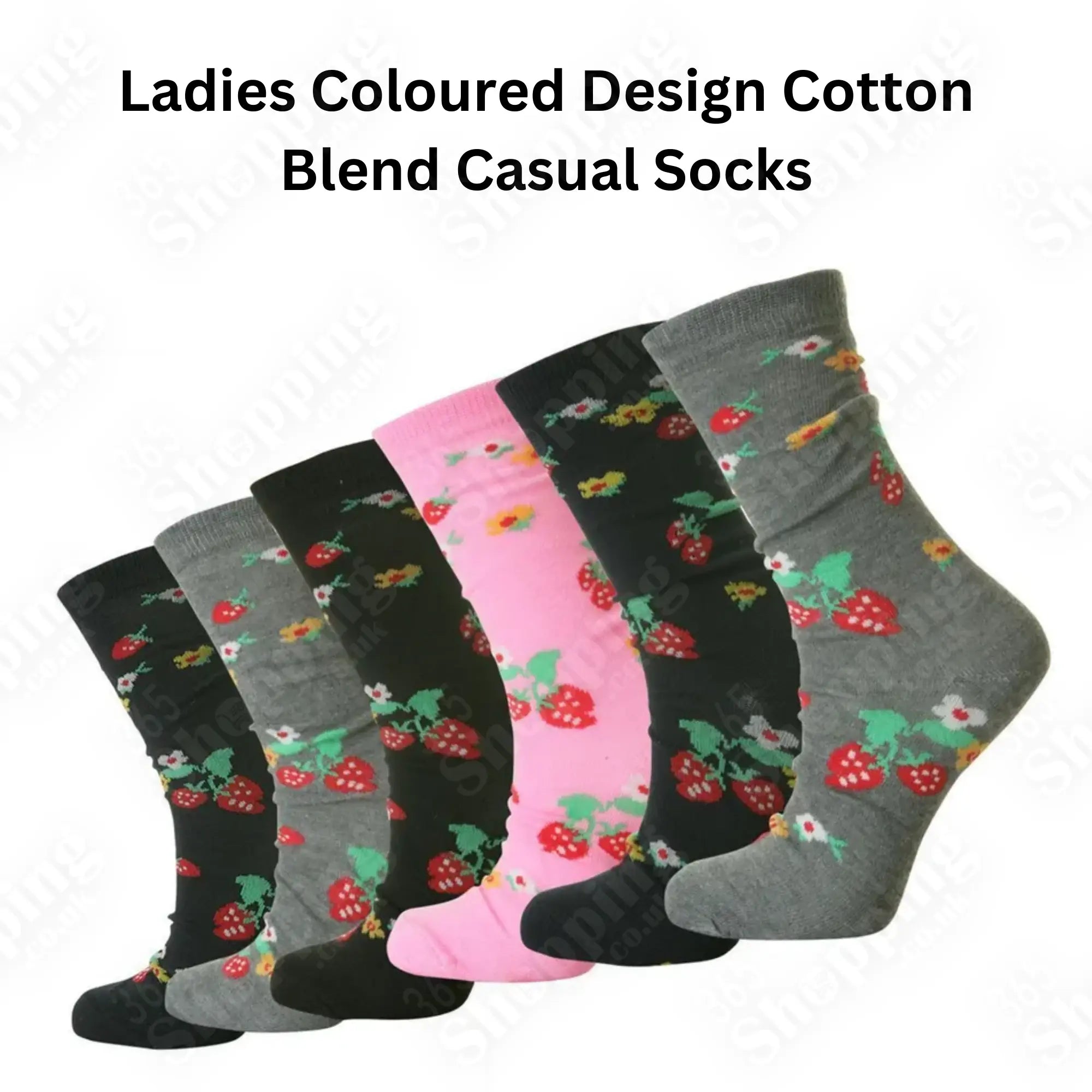 Women Coloured Socks Cotton Blend Designer 6 Pairs Socks for Women Casual Socks Size UK 4-7 365shopping.co.uk