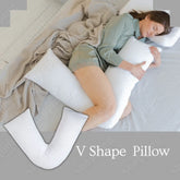 V Shaped Pillow Hollowfibre Filled Pregnancy and Maternity Pillow Head, Neck & Body Support Pillow for comfort and Pregnancy Relief