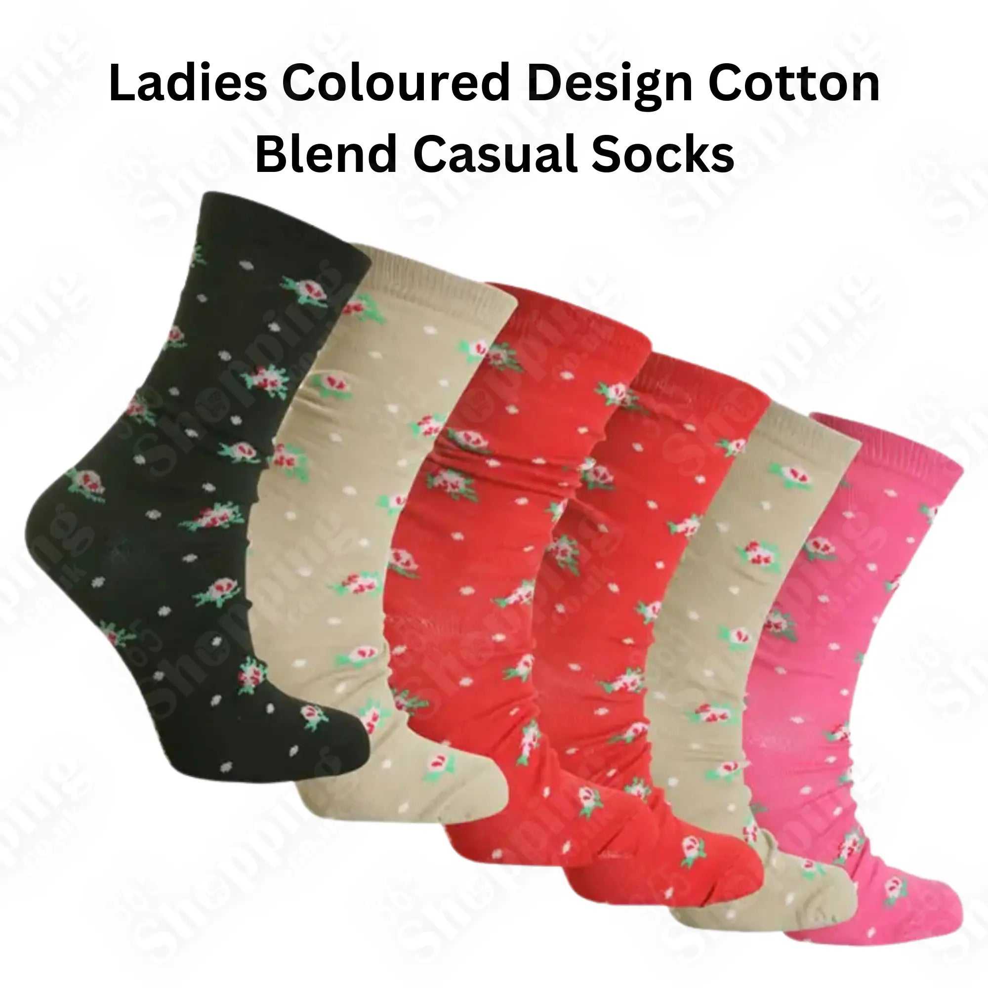 6 Pairs Women Coloured Socks Cotton Blend Ladies Designer Socks for Casual Use Size UK 4-7 365shopping.co.uk