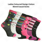 6 Pairs Ladies Designer Socks Cotton Blend Coloured Women Socks for Casual Use Size UK 4-7 365shopping.co.uk