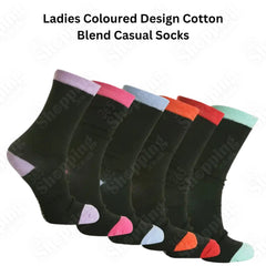 Women Designer Socks Cotton Blend Socks for Casual Use 6 Pairs Size UK 4-7 365shopping.co.uk