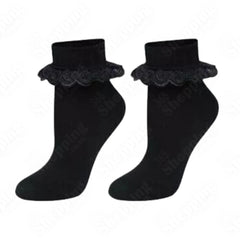 Girls Lace Socks 6 Pairs Kids Frilly Black Ankle Socks School All Sizes 365shopping.co.uk