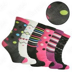 6 Pairs Ladies Designer Socks Cotton Blend Coloured Women Socks for Casual Use Size UK 4-7 365shopping.co.uk