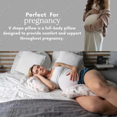 V Shaped Pillow Hollowfibre Filled  Pregnancy and Maternity Pillow Head, Neck & Body Support Pillow for comfort and Pregnancy Relief