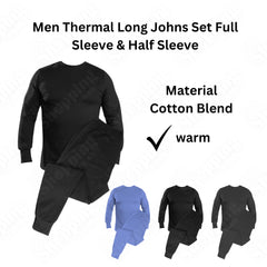 Men Thermal Long Johns Full Set-Half & Full Sleeve Top T Shirt & Bottom Trouser 365shopping.co.uk