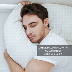Ultra Soft & Supportive Check Pillow with Extra Hollowfiber Filling - Available in Packs of 1, 2, or 4 - Perfect for Restful Sleep 365shopping.co.uk
