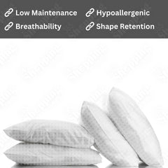 Ultra Soft & Supportive Check Pillow with Extra Hollowfiber Filling - Available in Packs of 1, 2, or 4 - Perfect for Restful Sleep 365shopping.co.uk