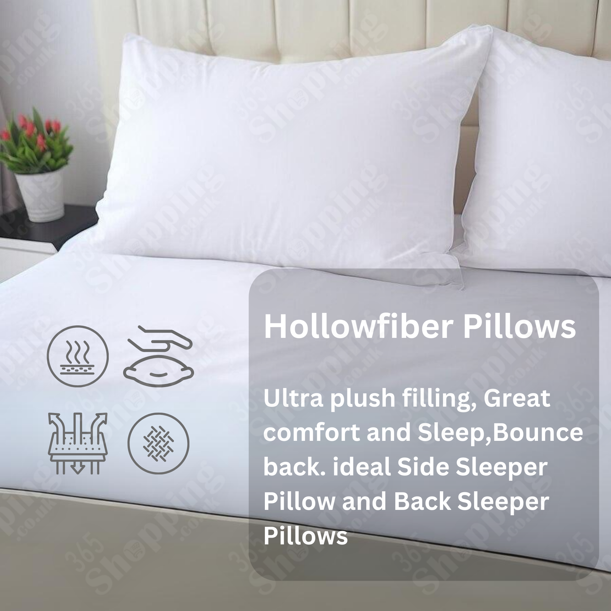 Bounce Back Hollowfiber Pillows Soft Comfortable Standard Pillow Hypoallergenic Bedding Pillow