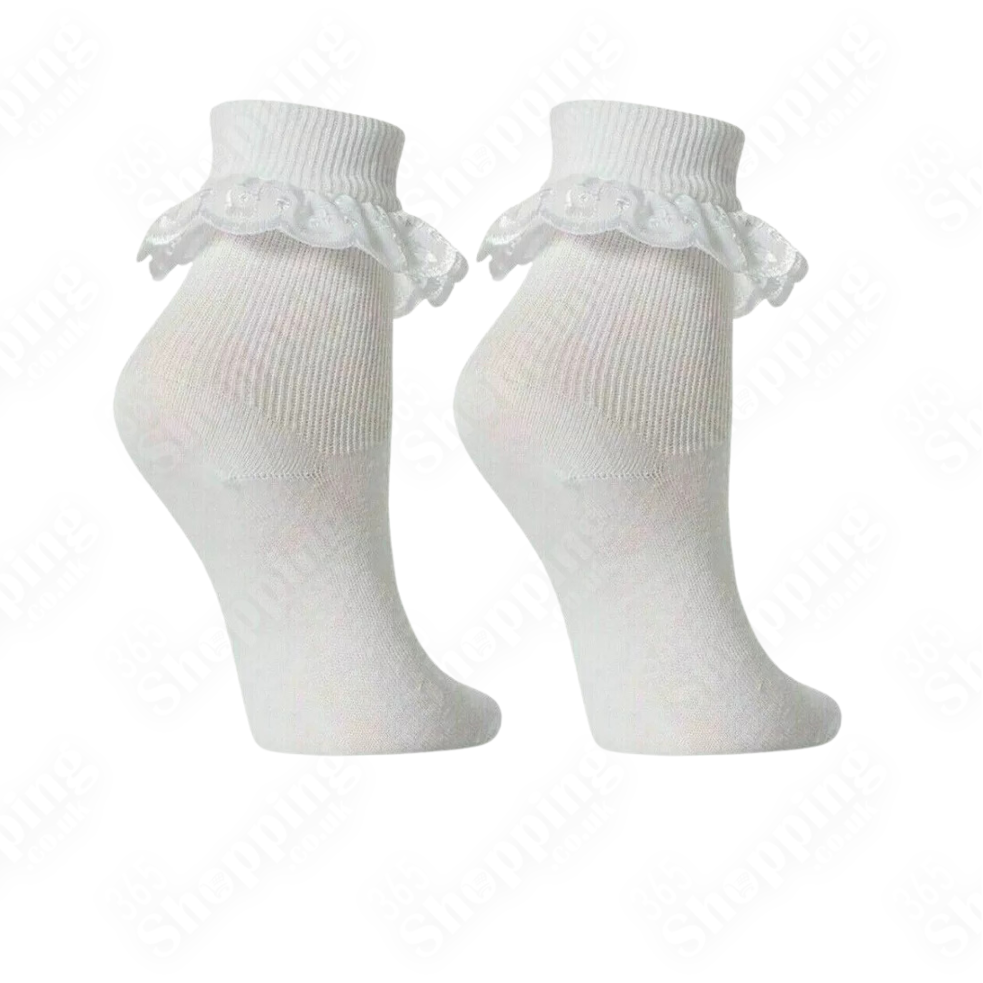 6 Pairs Lace Socks for Girls - Kids Frilly White Ankle Socks School All Sizes