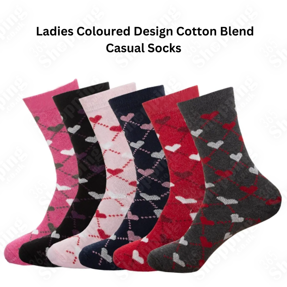 Ladies Designer 6 Pairs Socks Cotton Blend Coloured Women Socks for Casual Use Size UK 4-7