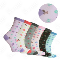 Ladies Coloured Socks Cotton Blend Designer 6 Pairs Socks for Women Casual Socks Size UK 4-7