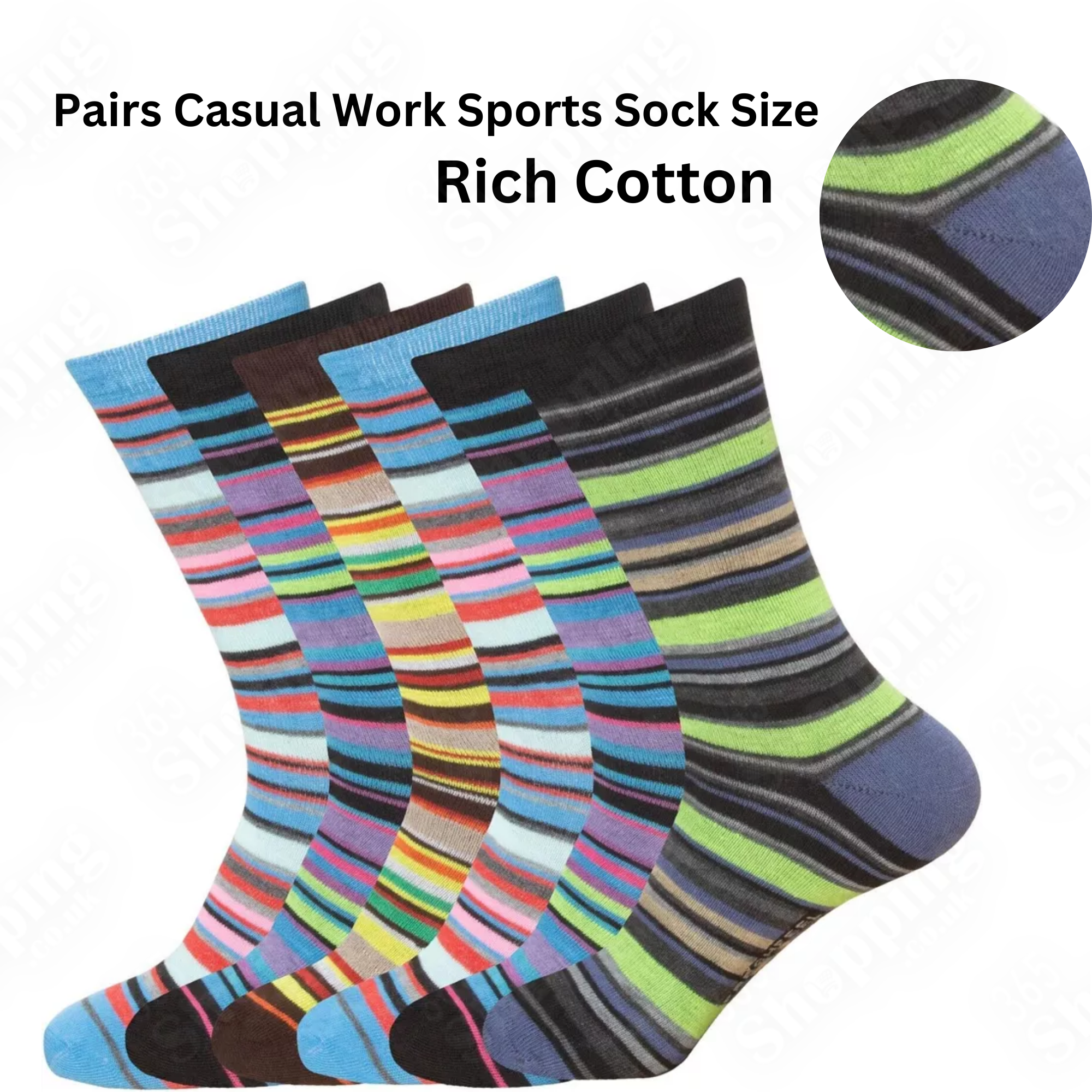 Designer Men's Socks 6 Pairs Cotton Rich Casual Socks Work Socks Size UK 6-11