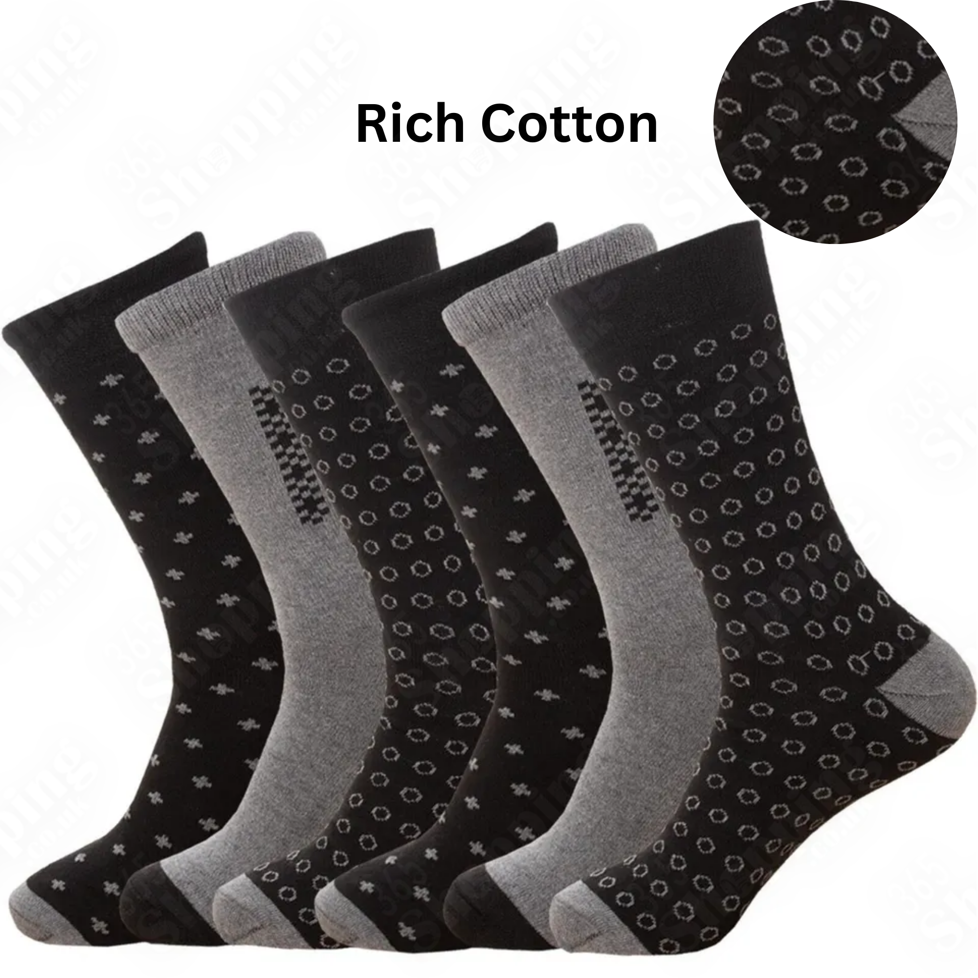 Men's Socks Cotton Rich Designer Socks 6 Pairs Casual Socks Work Socks Size UK 6-11