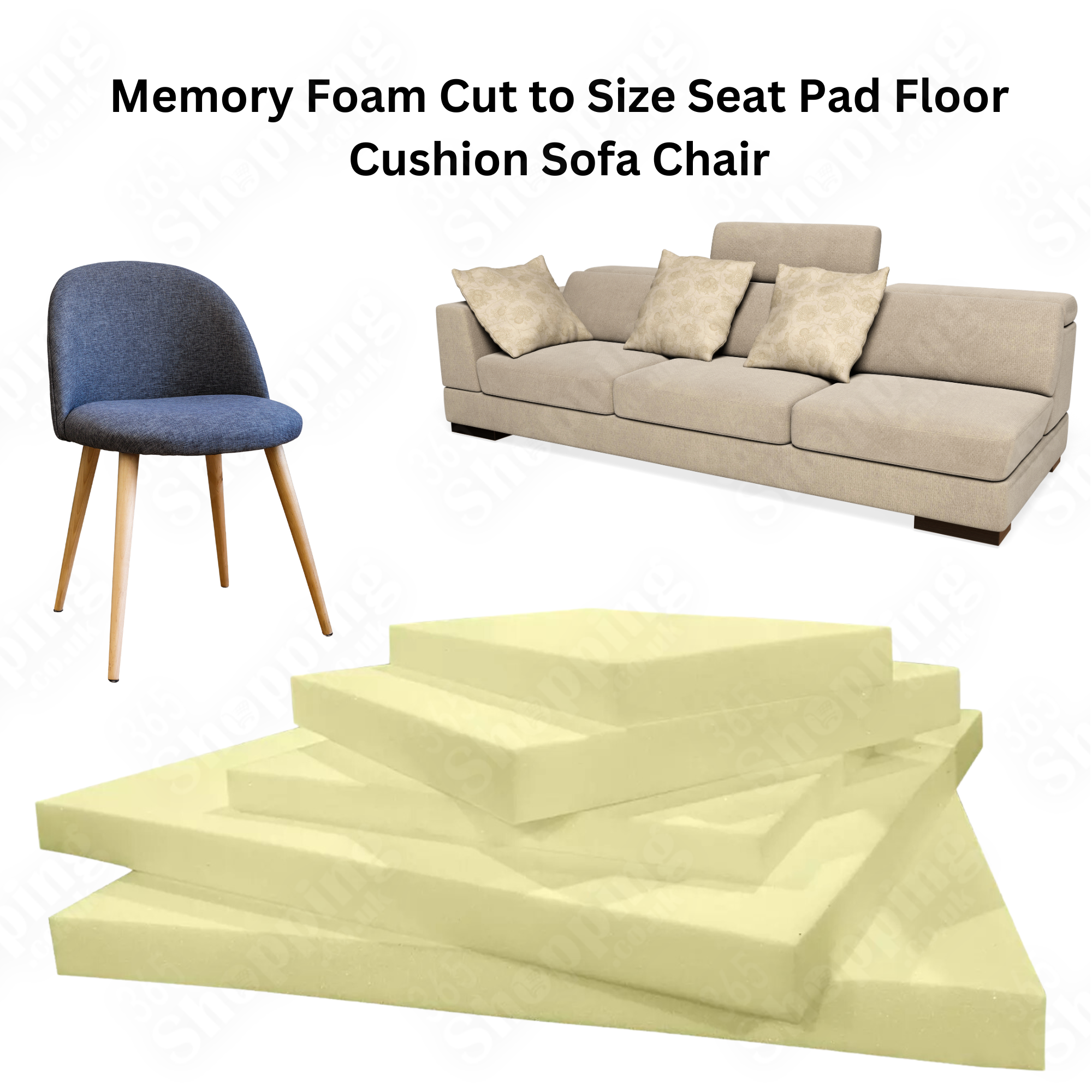 Memory Foam Sheet Cut to Size High Density Floor Cushions Sofa Chair Bench Seat