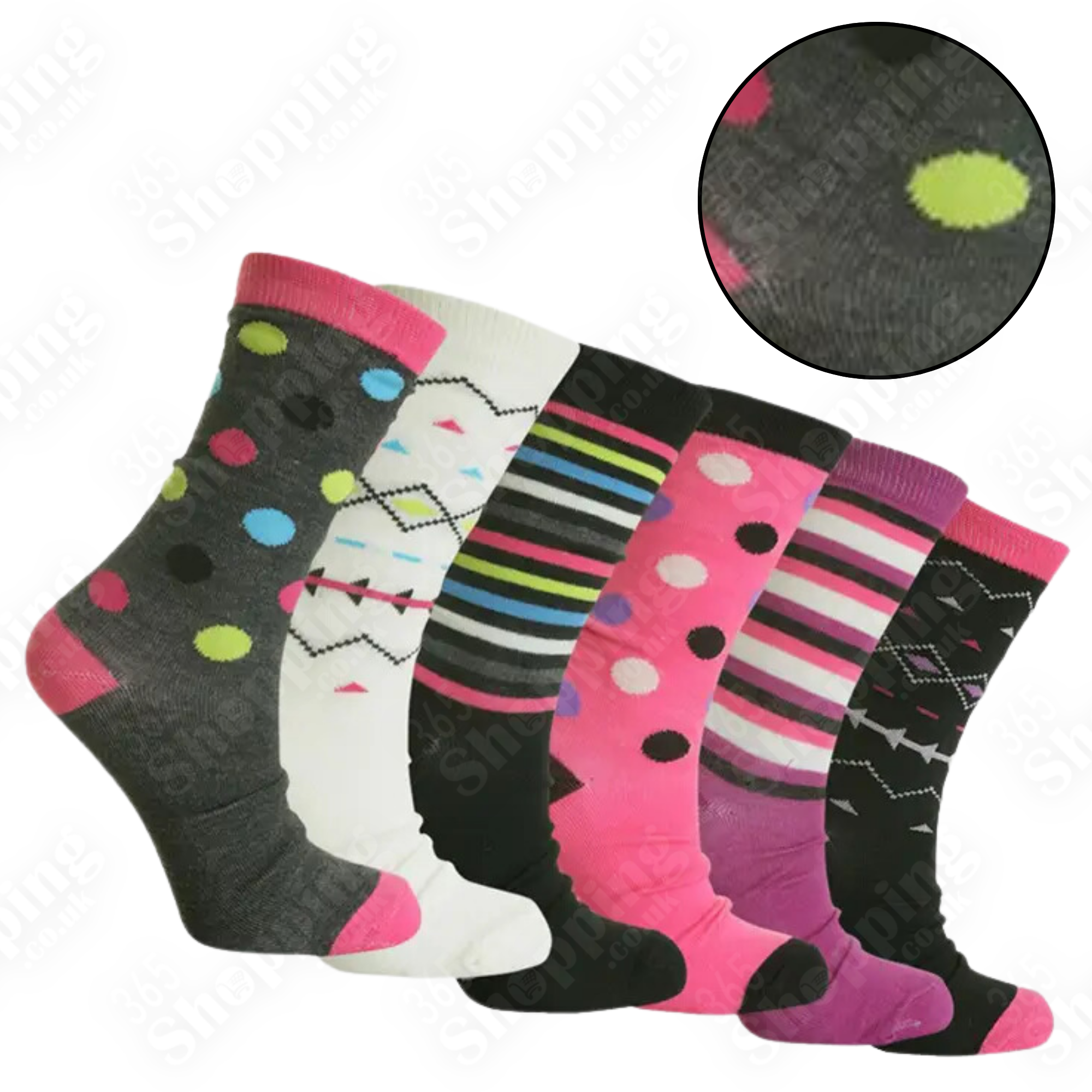 6 Pairs Ladies Designer Socks Cotton Blend Coloured Women Socks for Casual Use Size UK 4-7