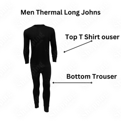 Men Thermal Long Johns Full Set-Half & Full Sleeve Top T Shirt & Bottom Trouser