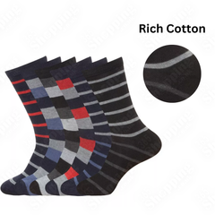 Designer Men's Socks 6 Pairs Cotton Rich Casual Socks Work Socks Size UK 6-11