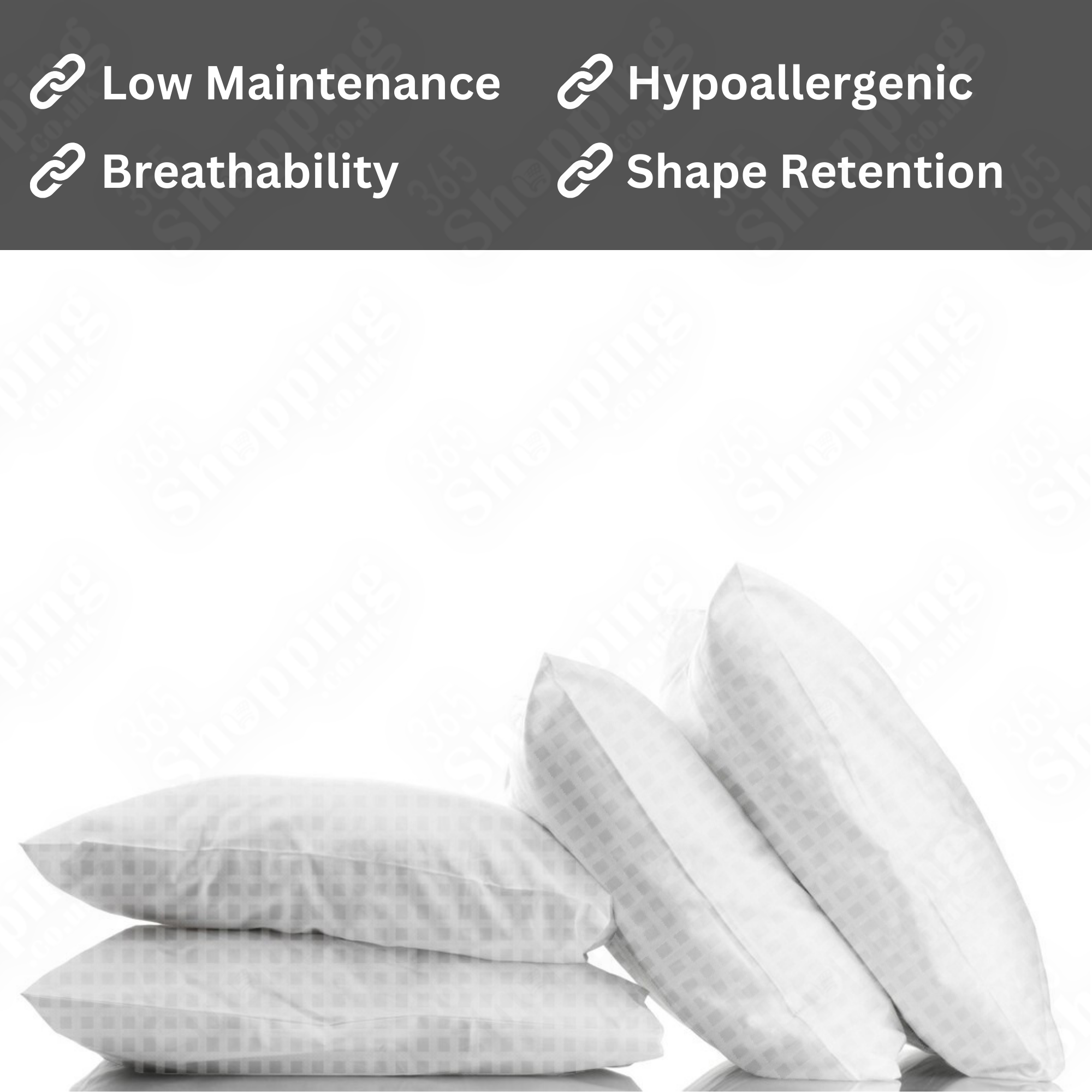 Ultra Soft & Supportive Check Pillow with Extra Hollowfiber Filling - Available in Packs of 1, 2, or 4 - Perfect for Restful Sleep