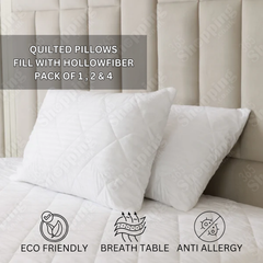 Bounce Back Quilted Pillows Super Soft  - Pack of 1, 2 or 4 - For a Great Night's Sleep