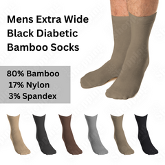 Men's Extra Wide Diabetic Bamboo Socks Super Soft Loose Top 3 Pairs Socks