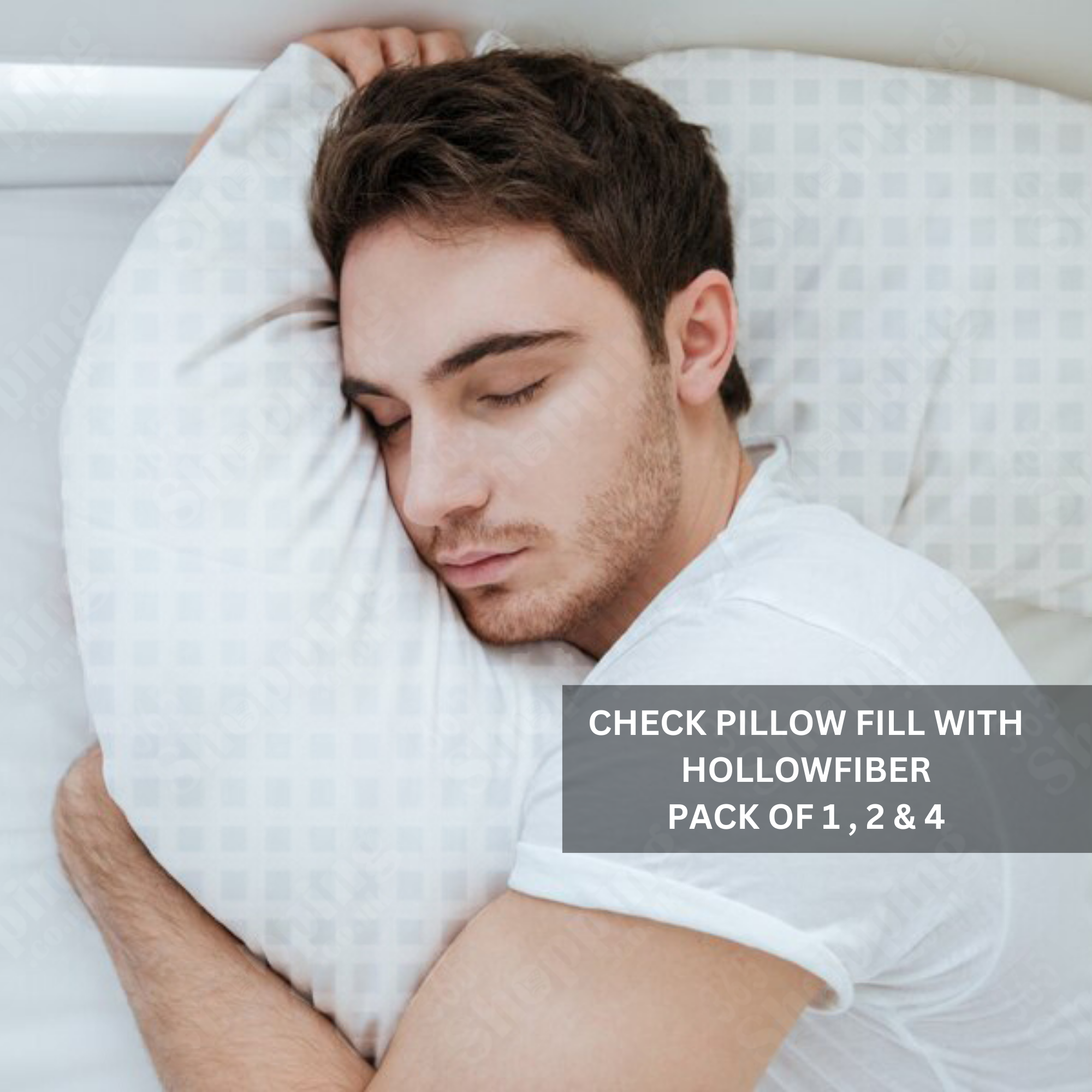 Ultra Soft & Supportive Check Pillow with Extra Hollowfiber Filling - Available in Packs of 1, 2, or 4 - Perfect for Restful Sleep