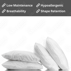 Ultra Soft & Supportive Check Pillow with Extra Hollowfiber Filling - Available in Packs of 1, 2, or 4 - Perfect for Restful Sleep