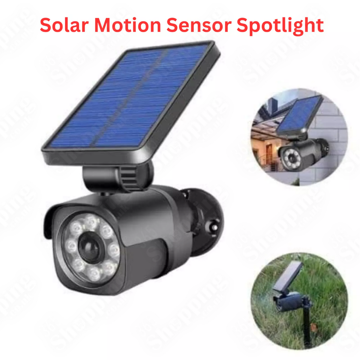 Waterproof Solar Motion Sensor Spotlight - Outdoor Security Light with 25 Feet Detection Range