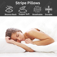 Hotel Quality Extra-Filled Stripe Pillows Bounce Back Bed Pillows, Available in Packs of 1, 2, or 4