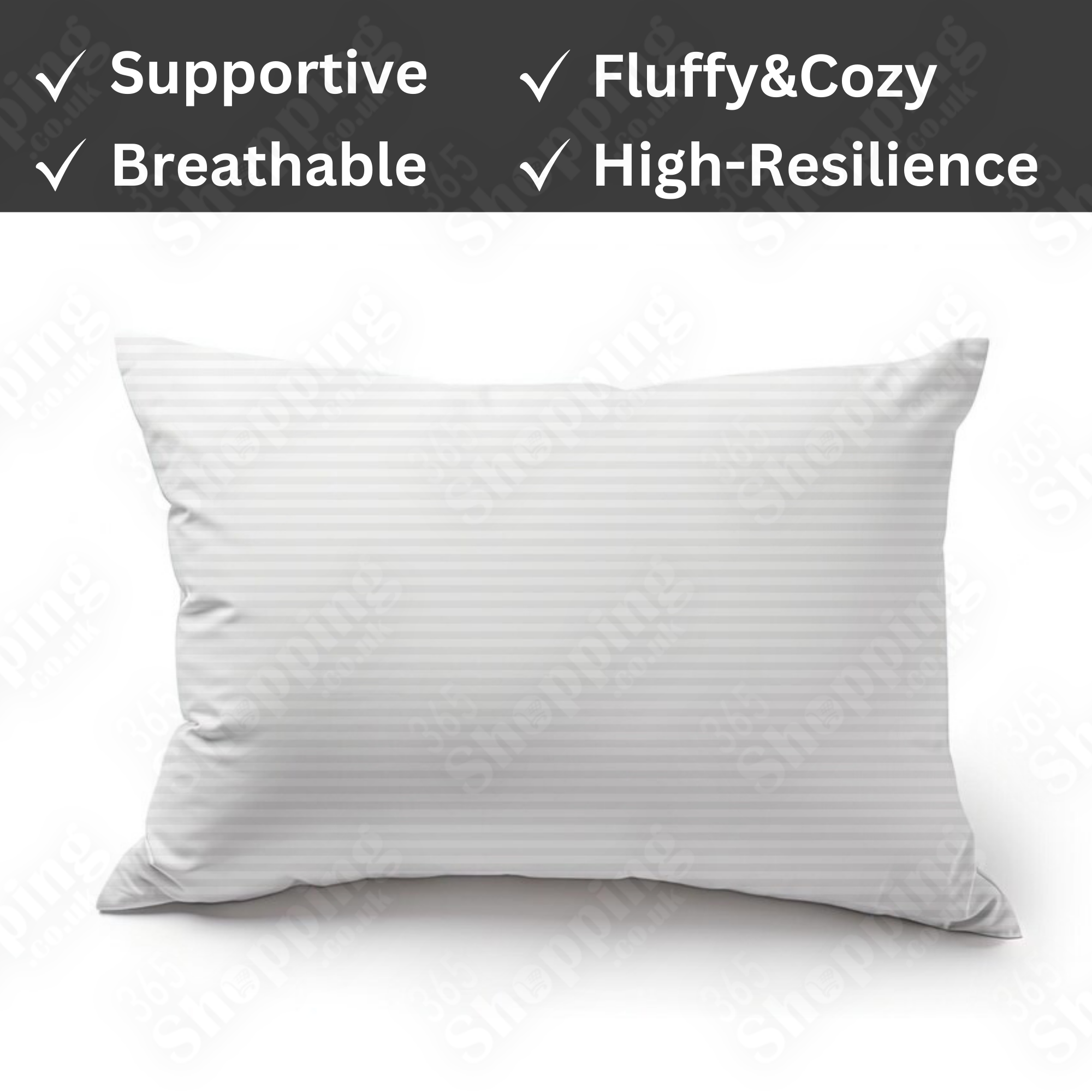 Hotel Quality Extra-Filled Stripe Pillows Bounce Back Bed Pillows, Available in Packs of 1, 2, or 4