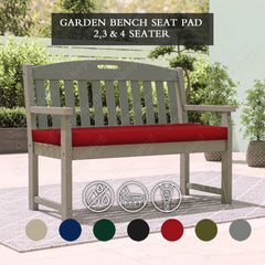 Garden Bench Seat Pad  2, 3 and 4 Seater Outdoor Furniture  HD Foam Waterproof Cushion Seat Pad