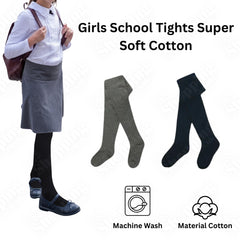 Girls School Tights - Cotton  Rich Girls Tights Warm, Soft & Thick - Ages 3-12 Years - Available in 3 Pairs