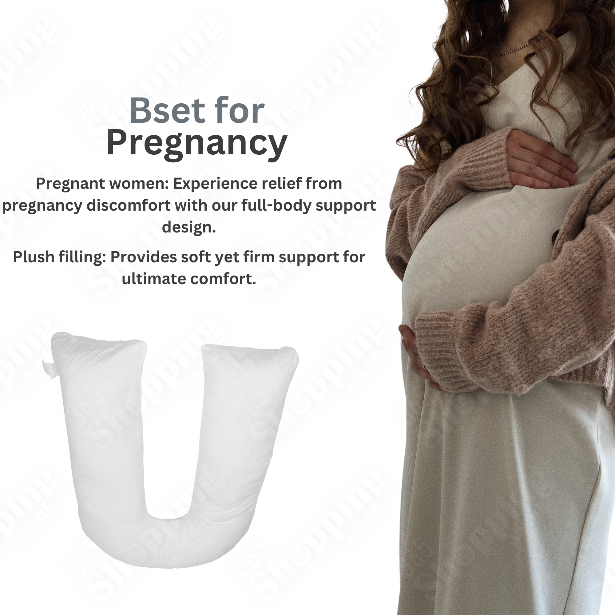 U-Shaped Full Body and Maternity Pillow - 9 feet and 12 feet Orthopedic Pregnancy Support & Nursing Cushion