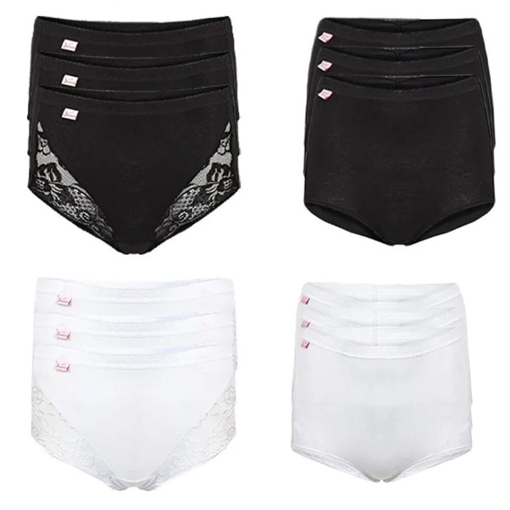 Cotton Rich Pack of 3 and 6 Ladies Briefs Lace Maxi Adults Women Knickers Pants Underwear