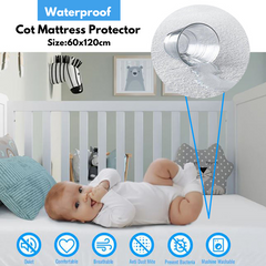 Cot Mattress Protector 120x60cm Waterproof-Breathable Terry Crib Mattress Cover